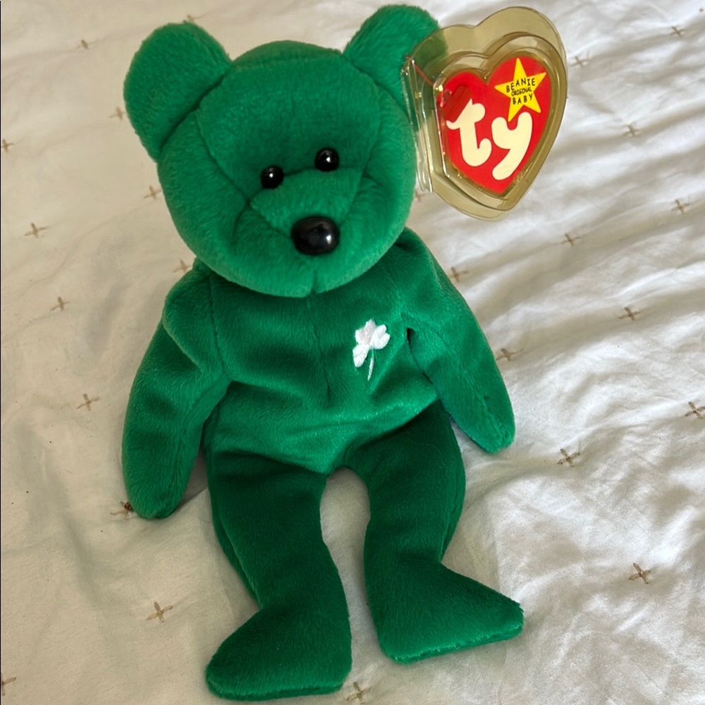 Ty Erin The Bear from 1998 Green Stuffed Animal Plush Bear